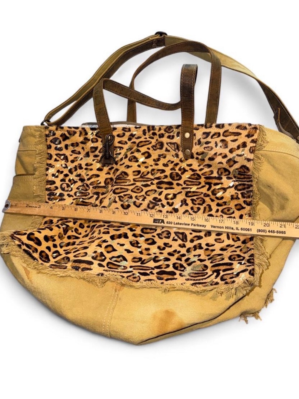 Myra Bag Leopard Print Tote in tan - Picture 5 of 7